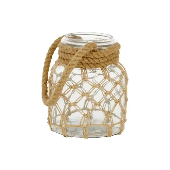 Brown Glass Coastal Lantern, 9" x 7" x 8" {4}