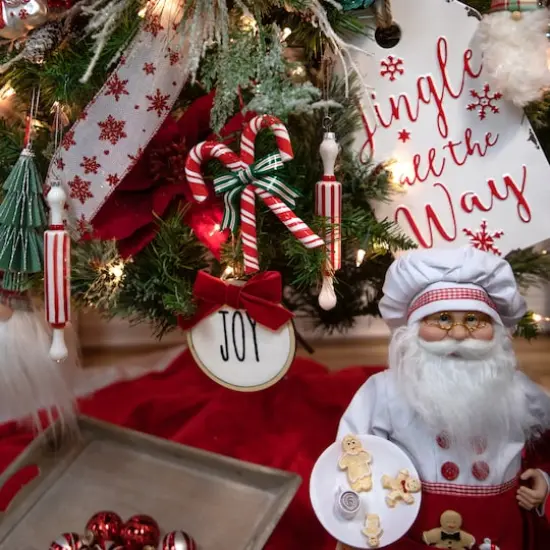 Red Striped Rolling Pin Glass Christmas Ornament {3}