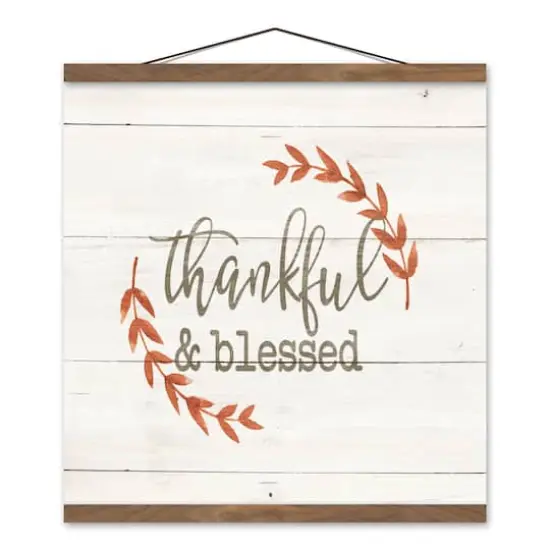 Thankful Wreath Teak Hanging Canvas {1}