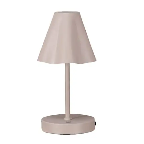 Hello Honey&reg; 11" Tan Round Metal LED Rechargeable Table Lamp {4}