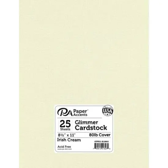 PA Paper™ Accents Glimmer 8.5" x 11" Cardstock, 25 Sheets Irish Cream {1}