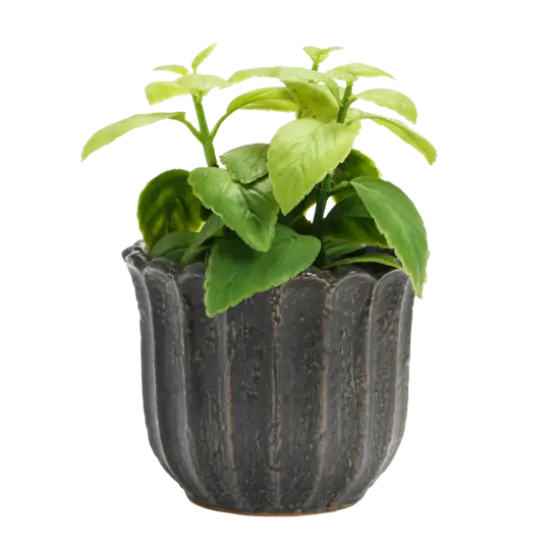 Hello Honey&reg; 6" Matte Black Reactive Glaze Flower Stoneware Planter {4}