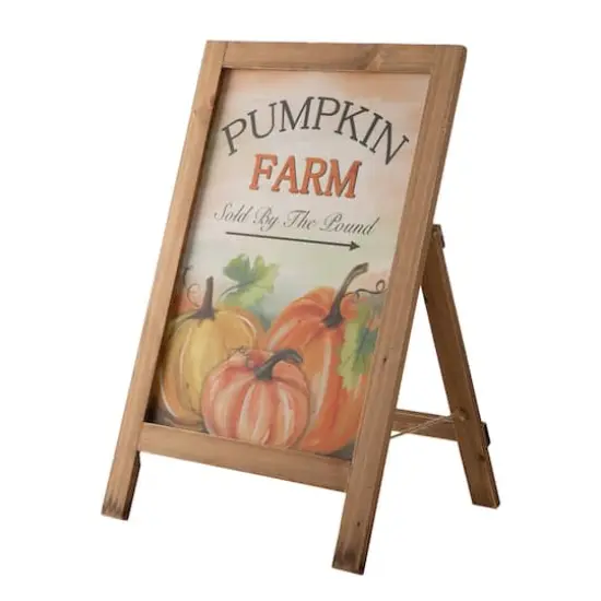 24" GlitzHome&reg; Pumpkin Farm Wooden Porch Sign {1}