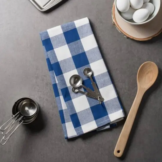 DII&reg; Navy Buffalo Check Dishtowels, 3ct. {6}