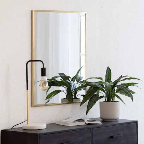 Habitat Laia 30" Golden Rectangular Wall Mirror {4}