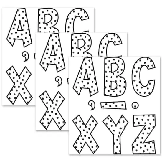 Teacher Created Resources 7" Black Painted Dots on White Fun Font Letters, 3 Packs of 120 {1}