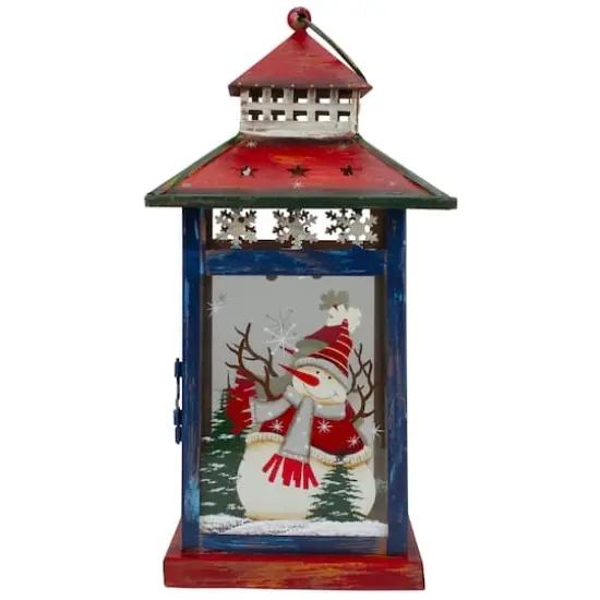 13" Red & White Snowman Let It Snow Christmas Lantern {1}