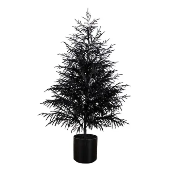5ft. Artificial Halloween Real Touch Black Norfolk Pine Christmas Tree with Natural Look {1}