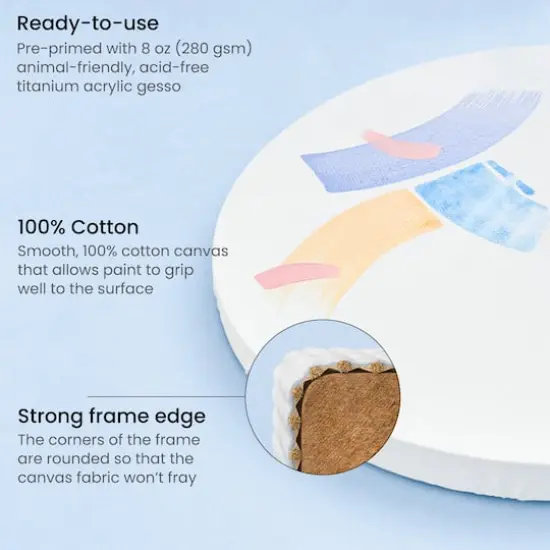 Arteza&reg; 10" Round White Classic Stretched Canvases, 8ct. {5}