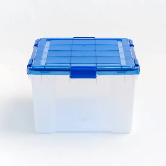 IRIS 15gal. Clear Plastic Storage Boxes with Blue Lid, 4ct. {5}