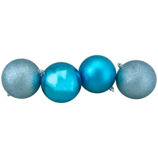 32ct. 3.25" Turquoise Blue Shatterproof 4-Finish Christmas Ball Ornaments {4}