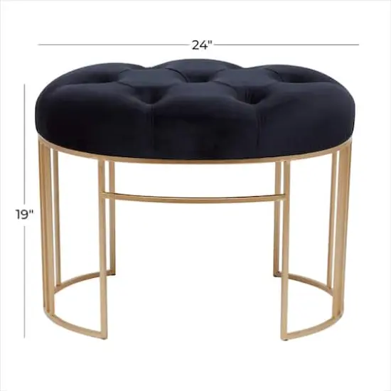 24" Velvet & Metal Glam Bench Black {8}