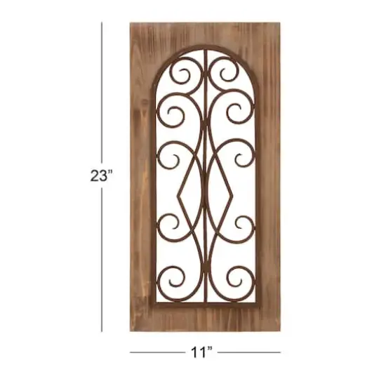 23" Brown Rustic Metal & Wood Arched Gate Wall D&eacute;cor {5}
