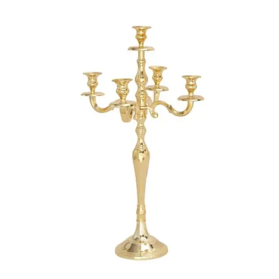 Gold Aluminum Traditional Candle Holder, 25" x 14" x 14" {1}