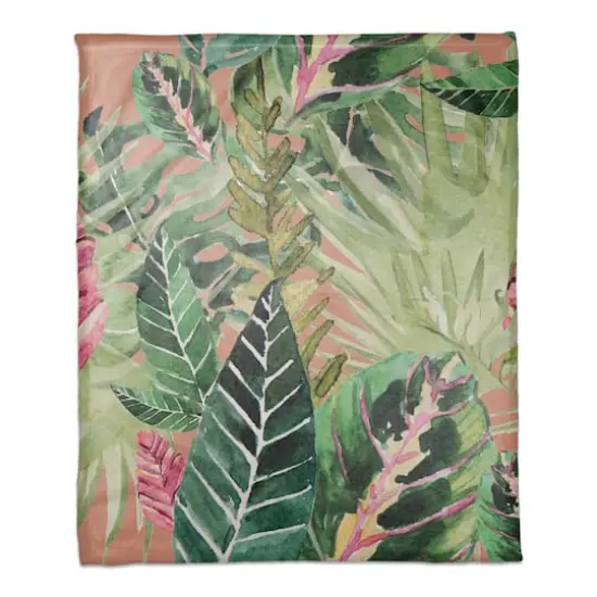 Tropical Palm Jungle Fleece Throw Blanket {1}
