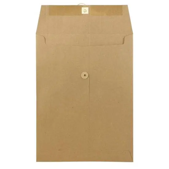 JAM Paper 9" x 12" Brown Kraft Booklet Envelopes with Button & String Closure, 25ct. {3}