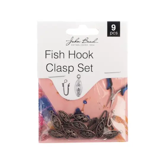 John Bead Must Have Findings 20mm Fish Hook Clasp Set, 9ct. Antique Copper {1}