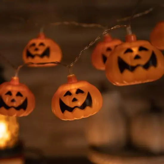 10ct. Jack-O-Lantern LED Warm White String Lights {4}