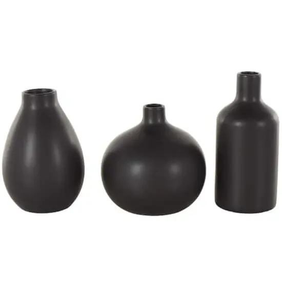 Black Minimal Ceramic Vase Set {1}