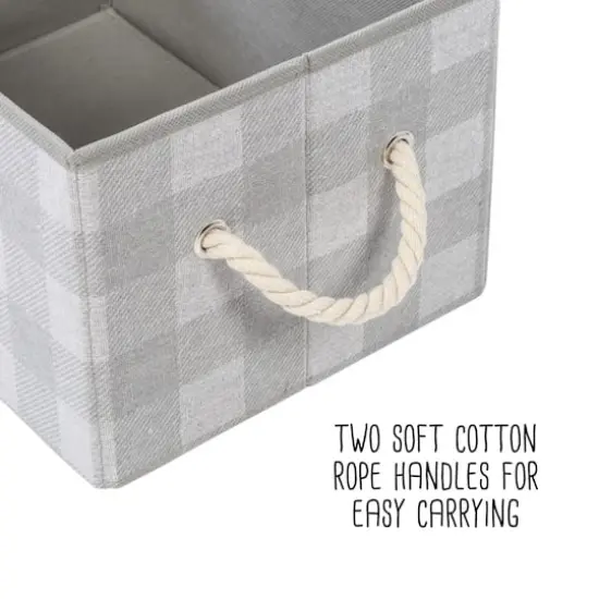 Honey Can Do Gray Plaid Large Collapsible Fabric Storage Bins With Handles Set, 3ct. {4}