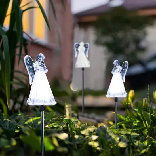 Glitzhome&reg; 36" Solar Powered Angel Stake Light with Stainless Steel Poles, 3ct. {4}