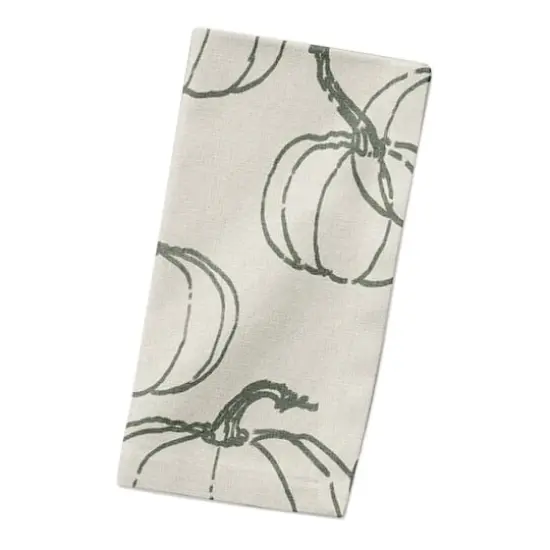 Gray Multi Pumpkin Pattern Cotton Twill Napkin {3}