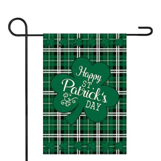 Happy St. Patrick's Day Plaid Outdoor Garden Flag 12.5" x 18" {1}