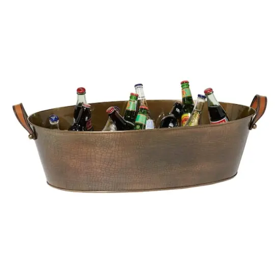 31" Bronze Metal Contemporary Wine Holder Bucket {1}