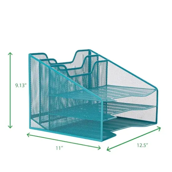 Mind Reader 5-Compartment Desk Organizer Turquoise {4}