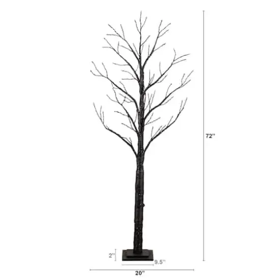 6ft. Pre-Lit Artificial Halloween Twig Tree with 480 Orange & Purple LED Lights {3}
