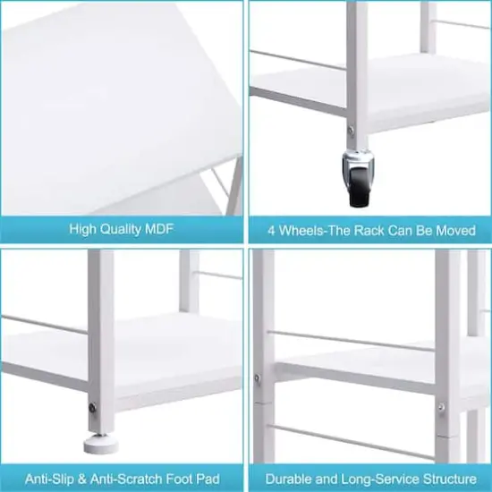 White Kitchen Cart 4-Tier Rolling Cart {4}