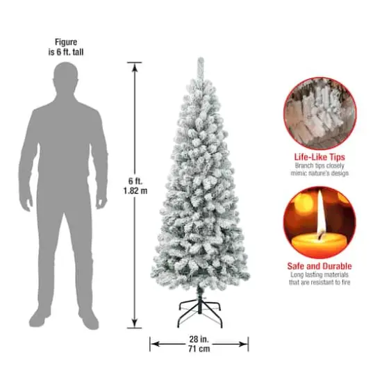 6ft. Unlit Flocked Acacia Medium Artificial Christmas Tree {5}