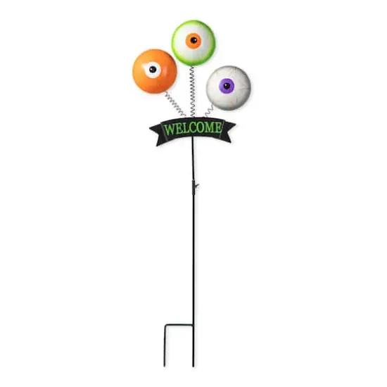 Glitzhome&reg; 35.25" Halloween Metal "WELCOME" Spring Eyeballs Yard Stake {1}