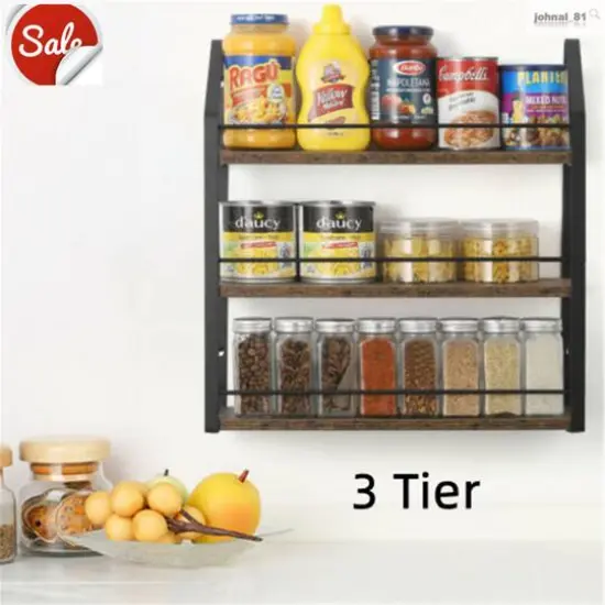 NEX&trade; 17" Brown Wall-Mounted 3-Tier Spice Rack Organizer {5}
