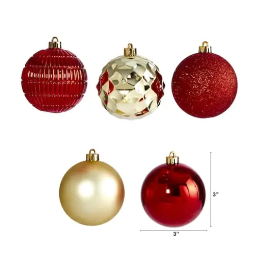 40ct. 3" Red & Gold Shatterproof Ball Ornaments {3}
