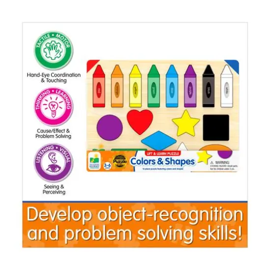Lift & Learn Puzzle - Colors & Shapes: 16 Pcs {10}