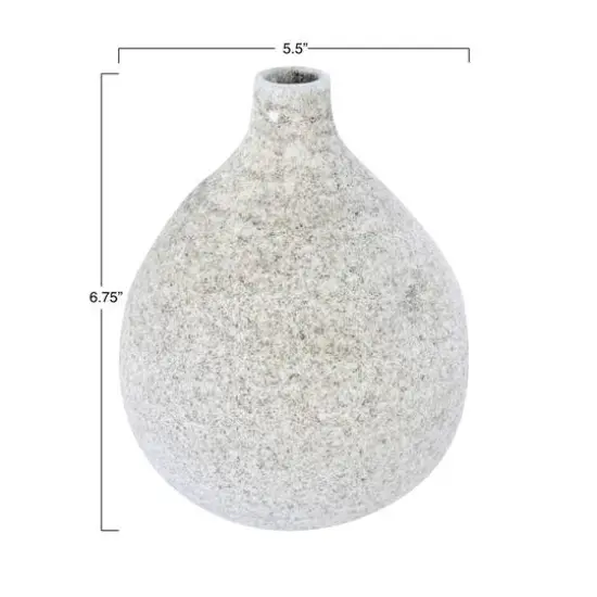 Hello Honey&reg; White 6.7" Small Textured Terracotta Vase with Narrow Top {4}