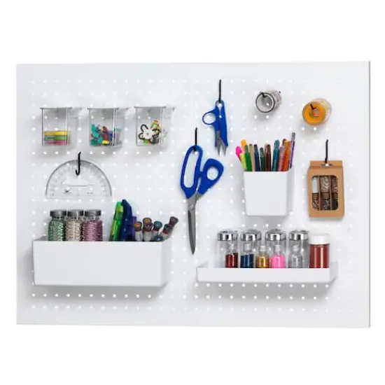 22" x 30" White Metal Pegboard by Simply Tidy&reg; {3}