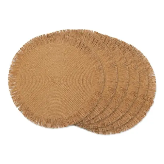 DII&reg; 15" Round Natural Fringe Woven Placemat Set, 6ct. {1}