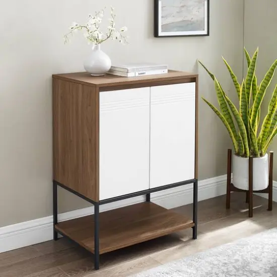 Walker Edison English Oak/White 2 Door Accent Cabinet {5}