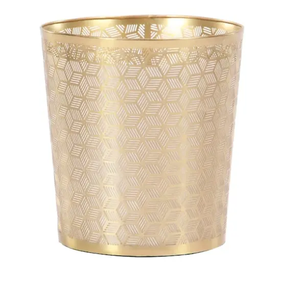 CosmoLiving by Cosmopolitan 10" Geometric Gold Glam Small Waste Bin {1}