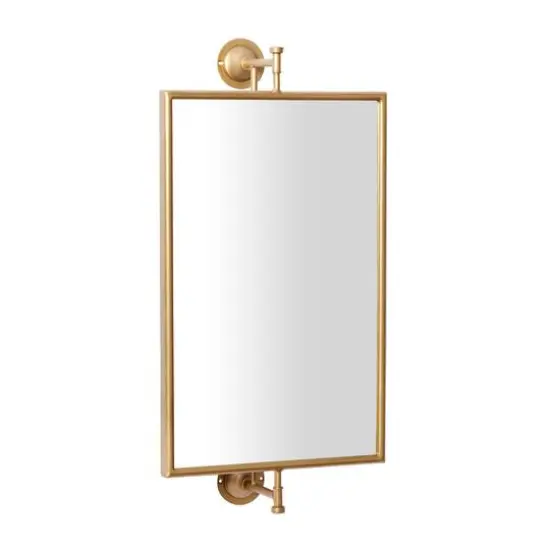 28" Rectangle Wood Wall Mirror Gold {9}