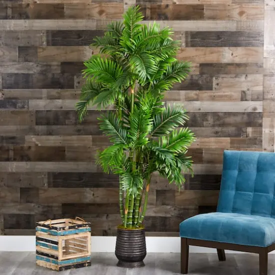 6ft. Areca Palm Tree in Ribbed Metal Planter {4}
