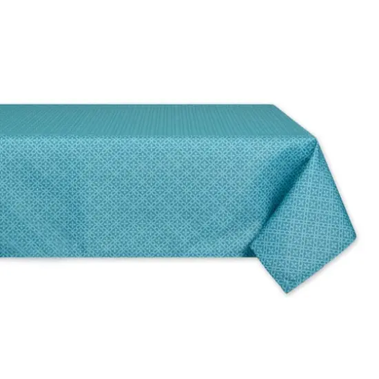 Storm Blue Tonal Lattice Print Outdoor Tablecloth,, 60" x 84" {3}