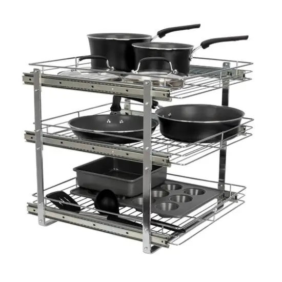 Household Essentials Glidez Chrome-Plated Steel Triple-Sliding Storage Organizer {4}