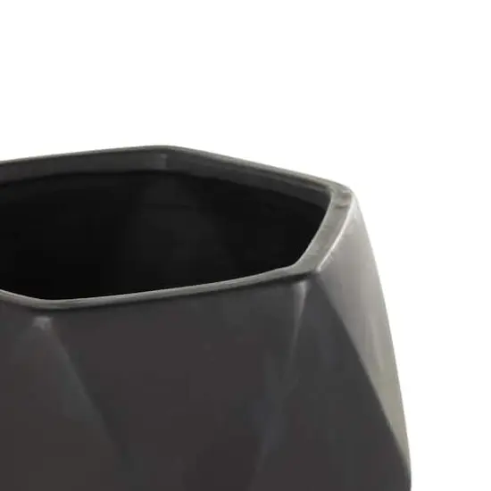 Black Faceted Ceramic Planter Set {5}