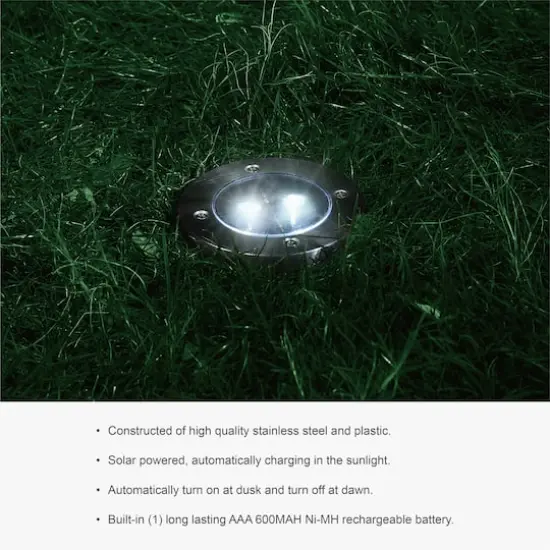 Glitzhome&reg; 5.25" Solar Powered LED Pathway Ground Lights Set {8}