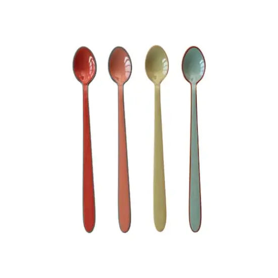 Hello Honey&reg; 8" Multicolor Enameled Stainless Steel Cocktail Spoon Set {1}