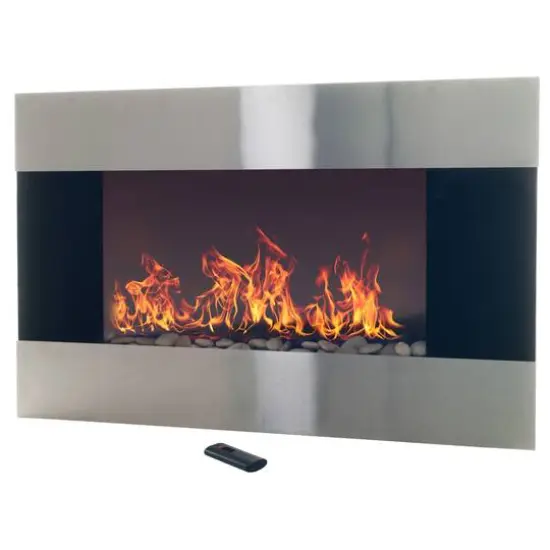 Hastings Home 36" Stainless Steel Electric Fireplace {1}