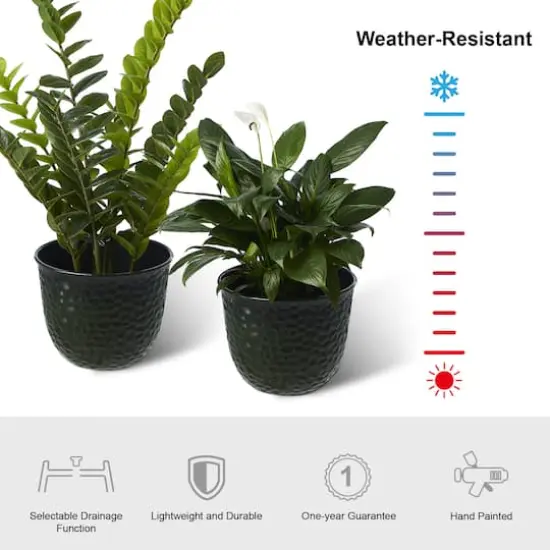 Glitzhome&reg; 15.25" Honeycomb Textured Green Faux Ceramic Plastic Planters, 2ct. {7}